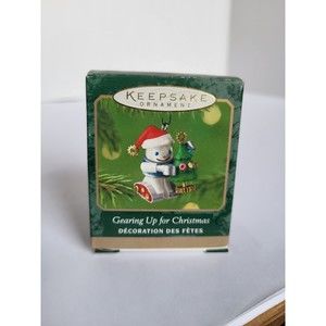 2001 Hallmark Miniature Ornament Gearing Up For Christmas Metal Elfbot Robot